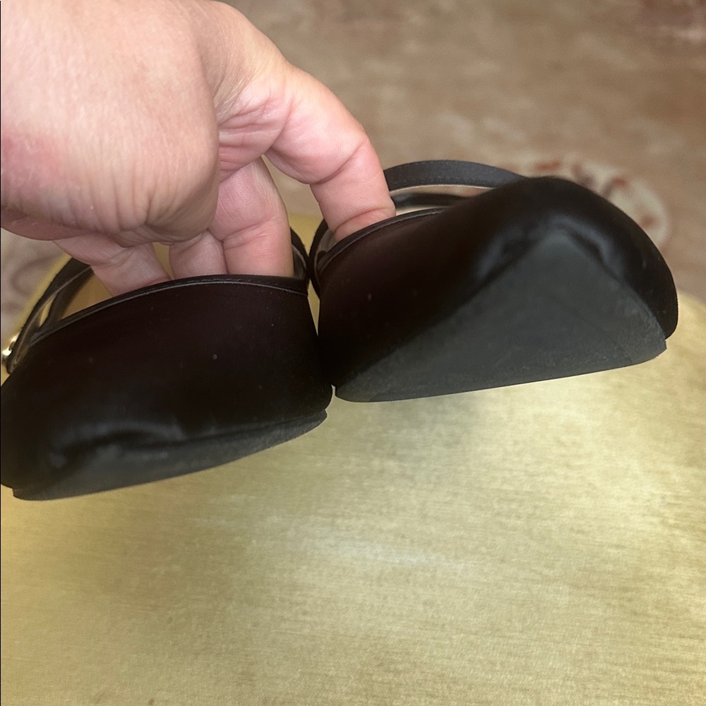 Liz Claiborne Santry Black Satin Pointed Toe Mary Jane Flat Shoes Size 11 - Picture 8 of 16
